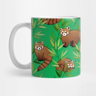 Red Panda & Bamboo Leaves Pattern Mug